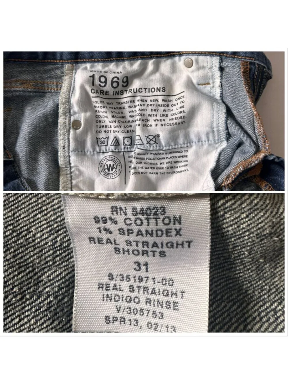 Gap 1969 Real Straight Denim Shorts 31 Indigo Rinse Mid Rise Cuffed Stretch